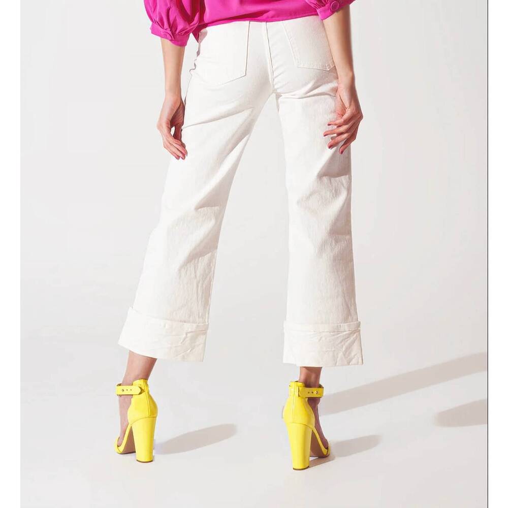 NEW Q2 straight leg cropped hem jeans in white - Picture 2 of 2